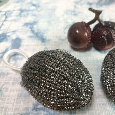 New Design Stainless Steel  Wire Wool Scourer Sponge for Kitchen Cleaning Clean Ball With Lanyard