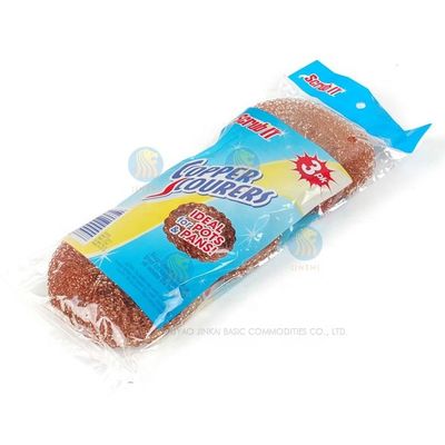 18g*3pcs Kitchen Copper Coated Scourer /copperized Scrubber Scouring Pad for Household Cleaning