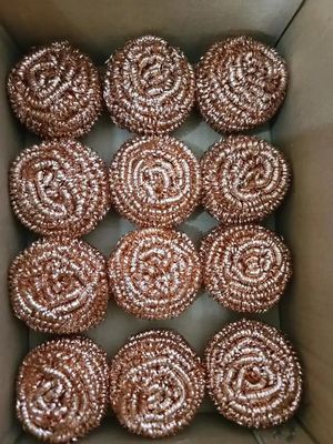 100% Pure Copper Spiral Scourer Scrubber for Cleaning Pad Sponge in Pure Copper