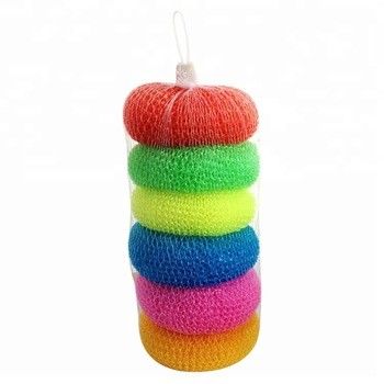 Multi Colors Kitchen Washing Pot Pan Plastic Mesh Scourer