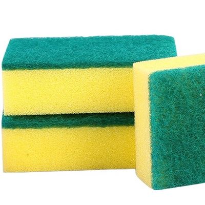 Kitchen Cleaning Sponge/sponge+non-woven Fabric Making/yellow+green Scouring Pad