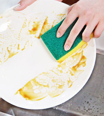 Kitchen Cleaning Sponge/sponge+non-woven Fabric Making/yellow+green Scouring Pad